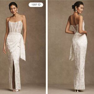 V. Chapman White Strapless Sheath Gown